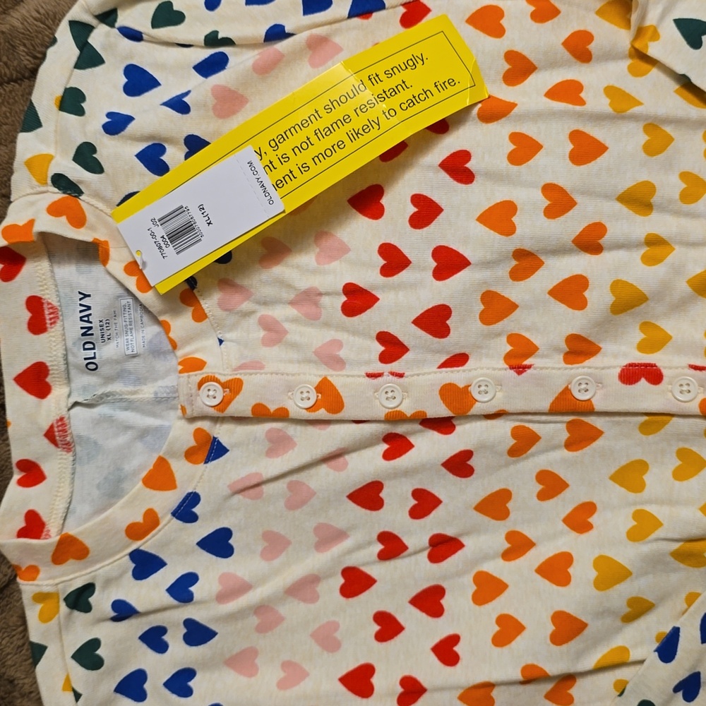 NWT Old Navy Rainbow Heart Onesie Pajama One-Piece PJ Youth 12 Boy Girl Pride